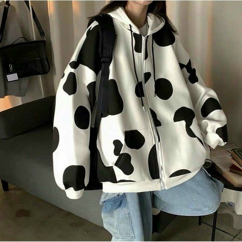 Áo khoác bò sữa kute chất nỉ cao cấp nữ form rộng phong cách teen trẻ trung có video