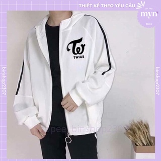 Áo Khoác Nỉ Kẻ Sọc Twice - Once Hai Màu Trắng Đen Cực HOT