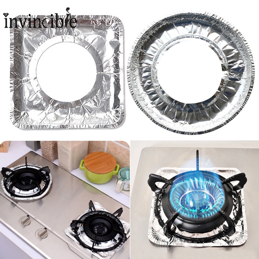 10 pcs Disposable Aluminum Foil Square Stove Burner oil-proof Covers/  Burner Range Protector Liners Keep Stove Clean