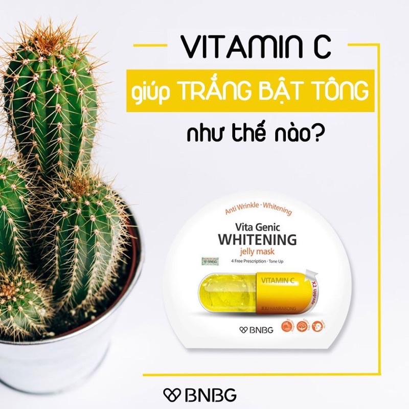 Combo 5 miếng Mặt nạ giấy vàng dưỡng da trắng sáng và đều màu BNBG Vita Genic Whitening Jelly Mask  30ml x5
