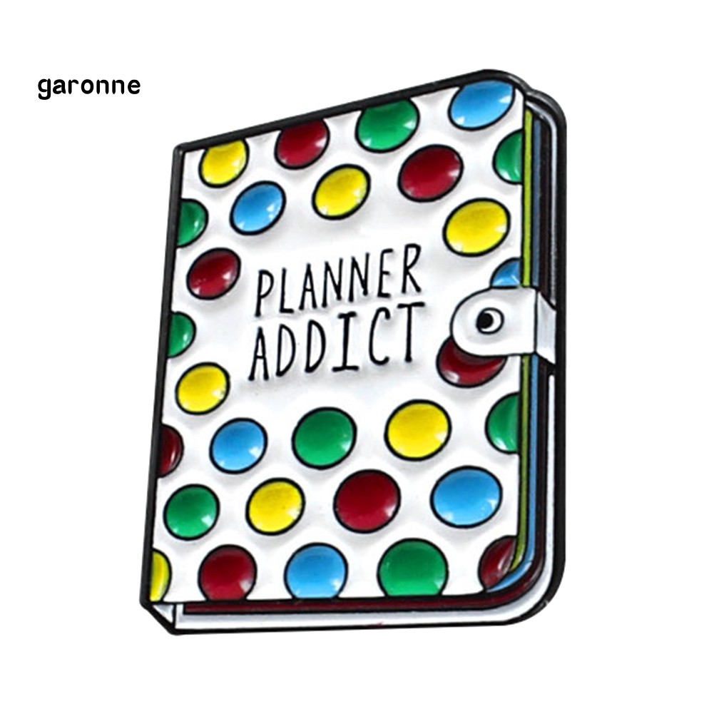 GA_Planner Addict Book Colorful Dots Enamel Brooch Pin Denim Backpack Badge Jewelry