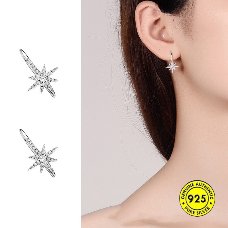 Bông tai mạ bạc 925 hình ngôi sao phong cách Hàn Quốc mới