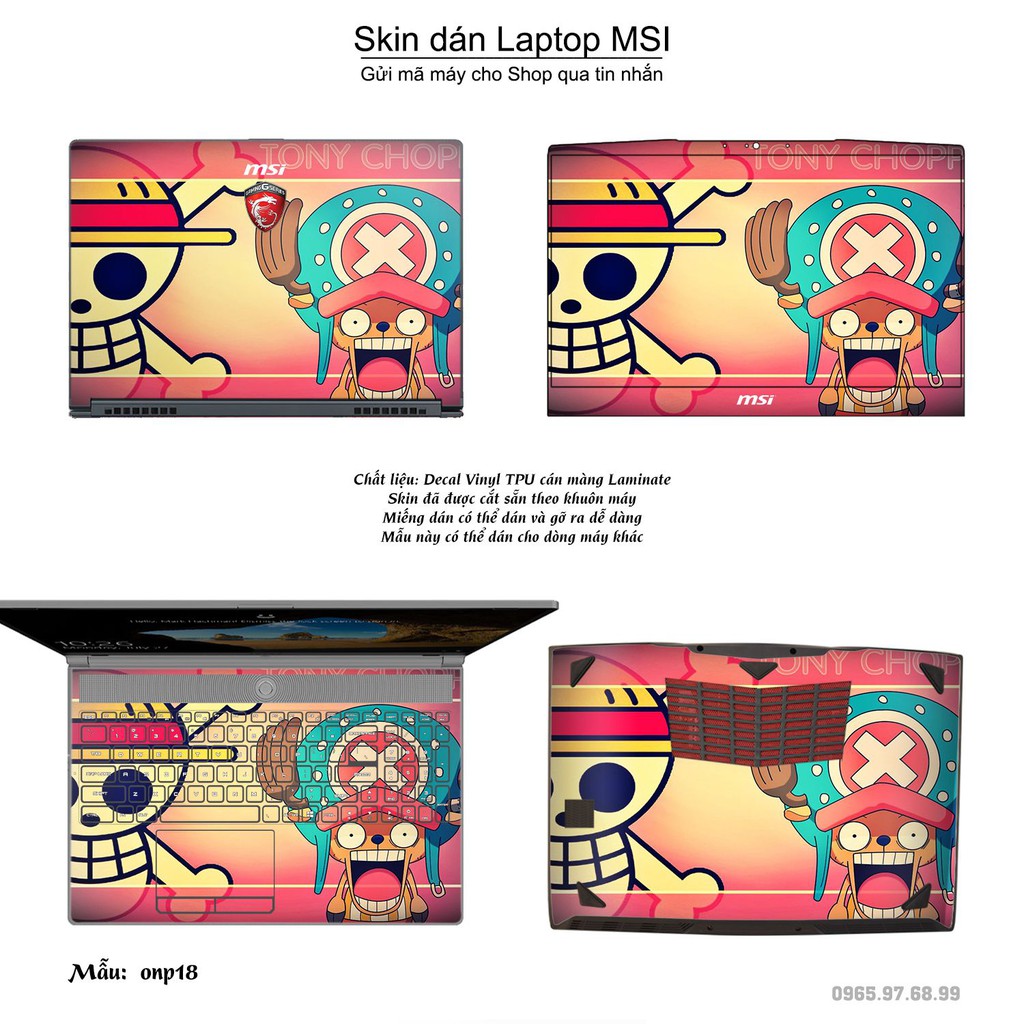 Skin dán Laptop MSI in hình One Piece _nhiều mẫu 20 (inbox mã máy cho Shop)