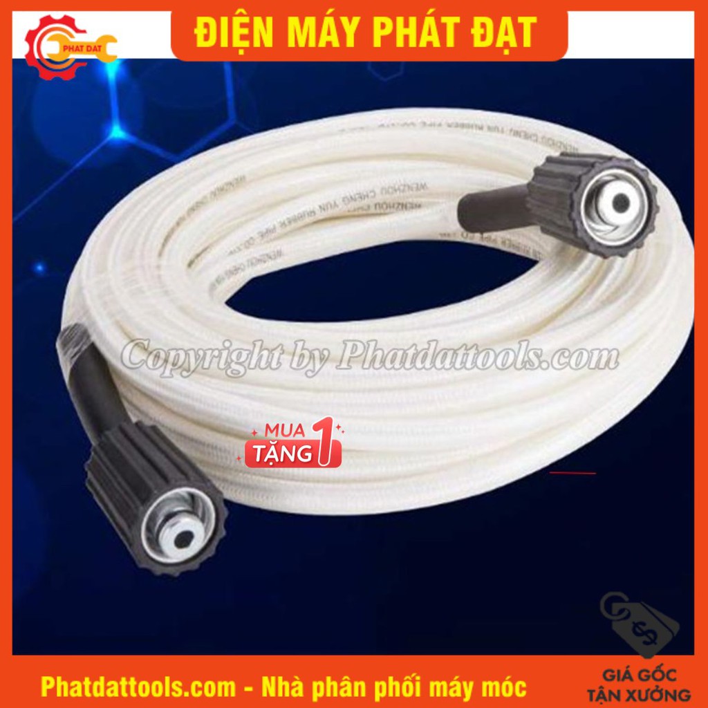 Cuộn dây rửa xe 10m-15m-20m cho máy rửa xe gia đình-Tặng kèm khớp nối dài dây rửa xe-Hàng cao cấp-Màu trắng