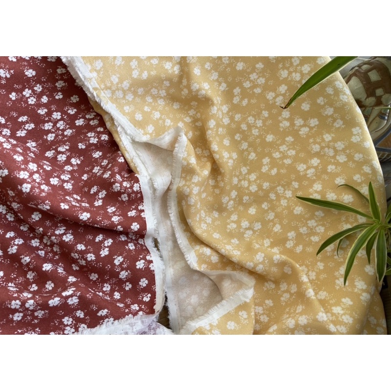 Vải đũi cotton hoa nhí vintage