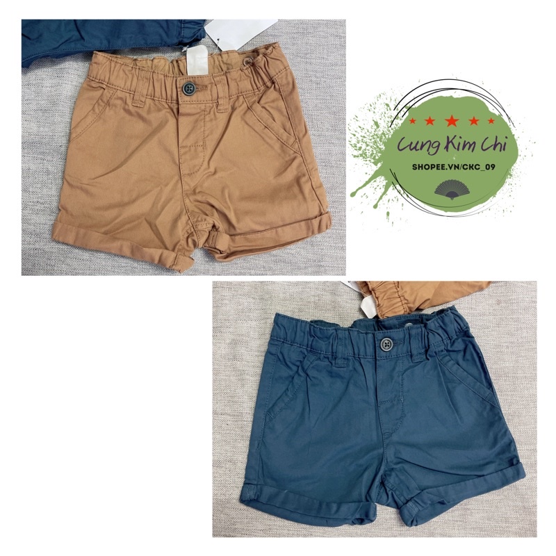 Set 2 quần đùi thô xanh vàng HM US chính hãng cho bé