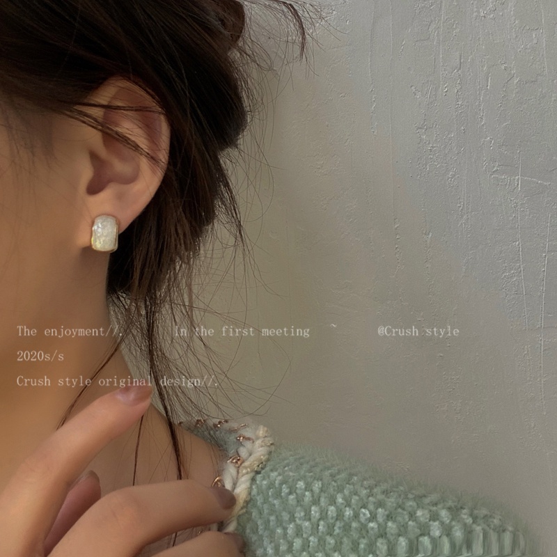 Khuyên tai mạ bạc 925 phong cách Hàn Quốc retro đơn giản thiết kế thời trang