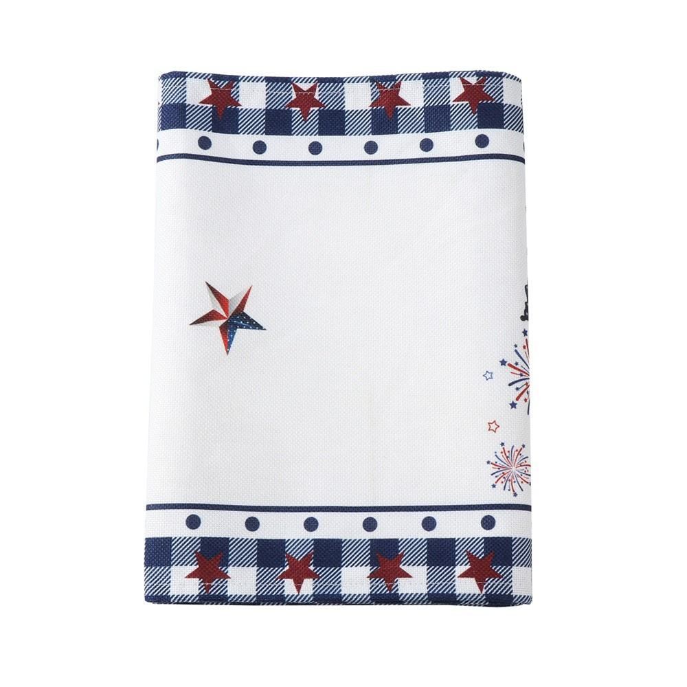 LUCKY 13x72inches Party Decorations Tablecloth American Stars 4th of July Table Runner Red Truck Patriotic Independence Day Table Decor Kitchen Dining American Flag