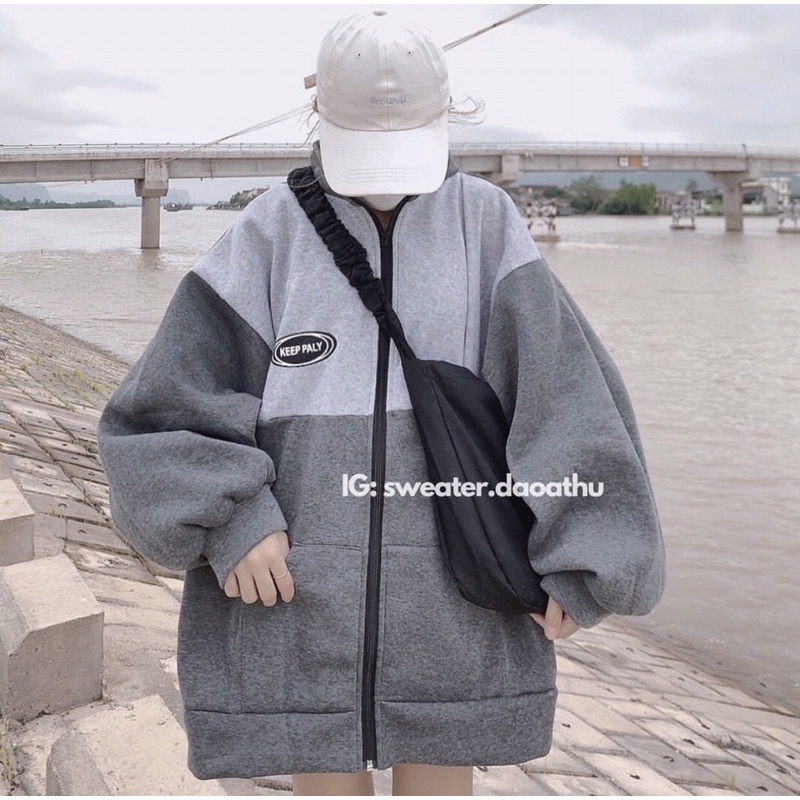 [ ẢNH THẬT ] ÁO KHOÁC KEEP PALY PHỐI MÀU FORM RỘNG TAY BỒNG | BigBuy360 - bigbuy360.vn