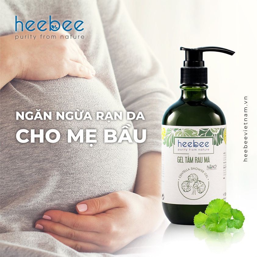 Gel tắm Rau má Heebee dưỡng ẩm mềm mịn cho mẹ và bé, ngừa rôm sẩy, mẫn ngứa 300ml-500ml