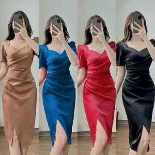 Đầm cổ vuông nhúng eo cao cấp - yb220809