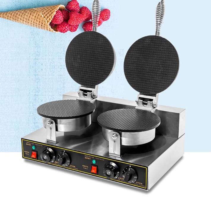 Máy làm vỏ kem ốc quế, máy làm bánh ốc quế công nghiệp đôi