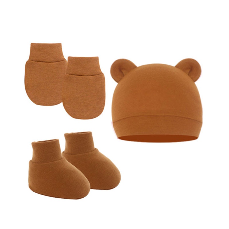 Set Mũ Và Găng Tay Bằng Cotton Mềm Mại Cho Bé Sơ Sinh Từ 0-6 Tháng Tuổi