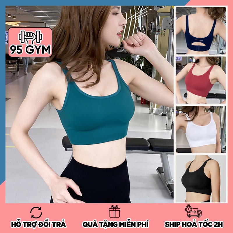 Áo bra tập gym yoga nữ 95Gym AL19 mút ngực rời chất dệt kim co giãn tốt nâng đỡ vòng một