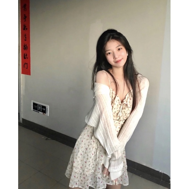 Set váy hoa hai dây và áo khoác cardigan mỏng - Daphne Dress | BigBuy360 - bigbuy360.vn