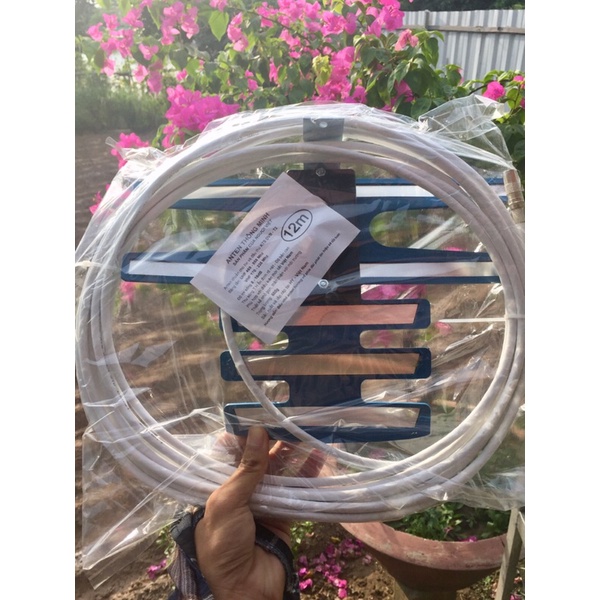 Anten tivi thu sóng DVB T2 - 12m dây cáp - Jack nối - vít bắn tường hoặc cột