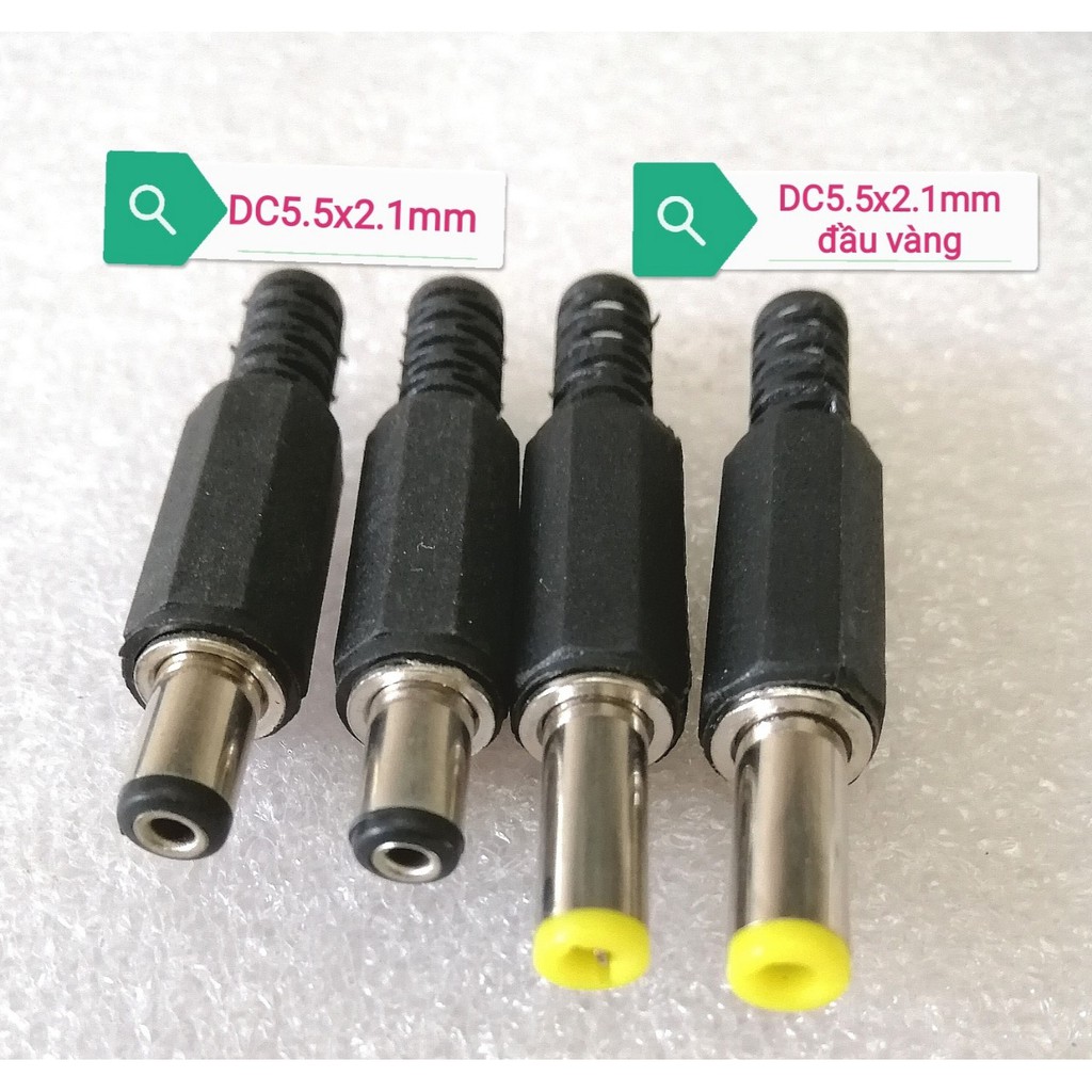 Đầu Jack cắm nguồn DC 5.5x2.1mm (đầu vàng dài,đầu đen), 5.5x2.5, 3.5x1.5mm