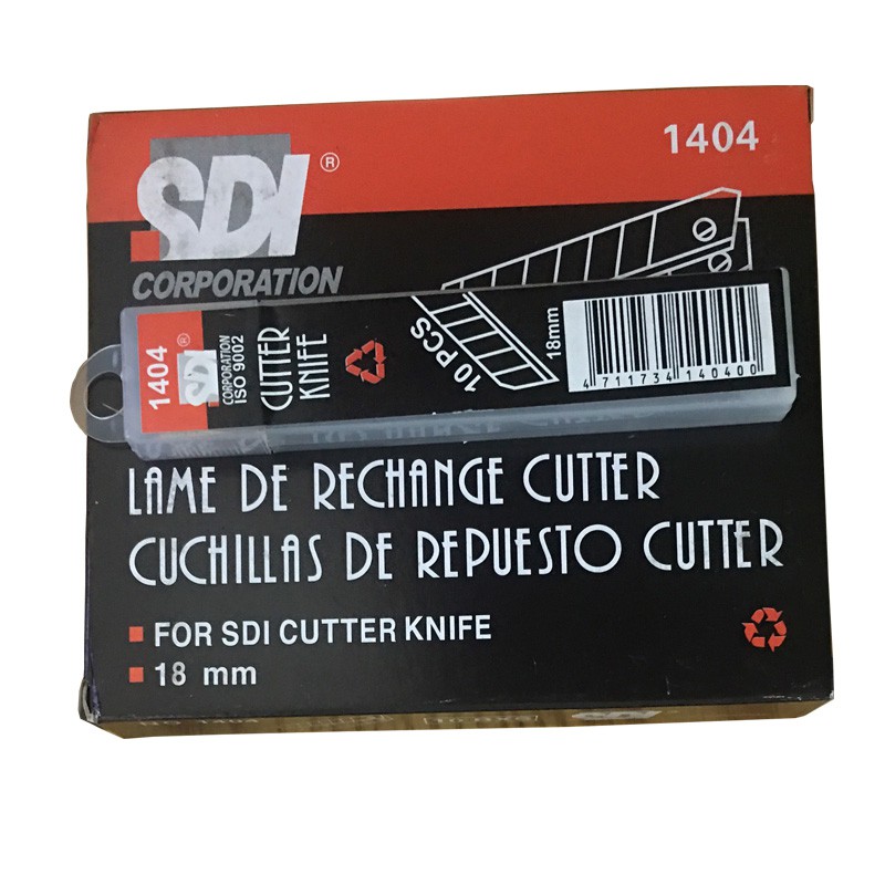 Hộp 10 lưỡi dao dọc giấy SDI khổ to 1404,loại tốt nhất chuẩn hàng SDI loại 1.