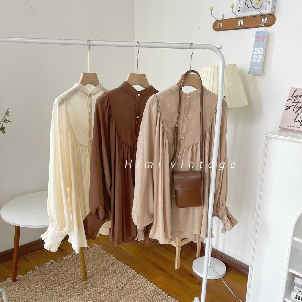 Áo sơ mi nữ trắng tay bo chun áo tay bồng tiểu thư màu trắng cực sang chảnh chống nhăn không nhàu cổ đức | BigBuy360 - bigbuy360.vn