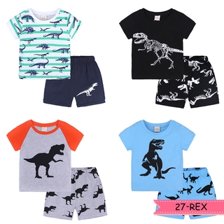 Set áo thun tay ngắn & quần short in hình khủng long cho bé