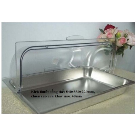 Khay đựng thức ăn, bánh, trái cây INOX 304, chữ nhật nắp KB17 dành cho tiệc buffet gia đình, nhà hàng, khách sạn..