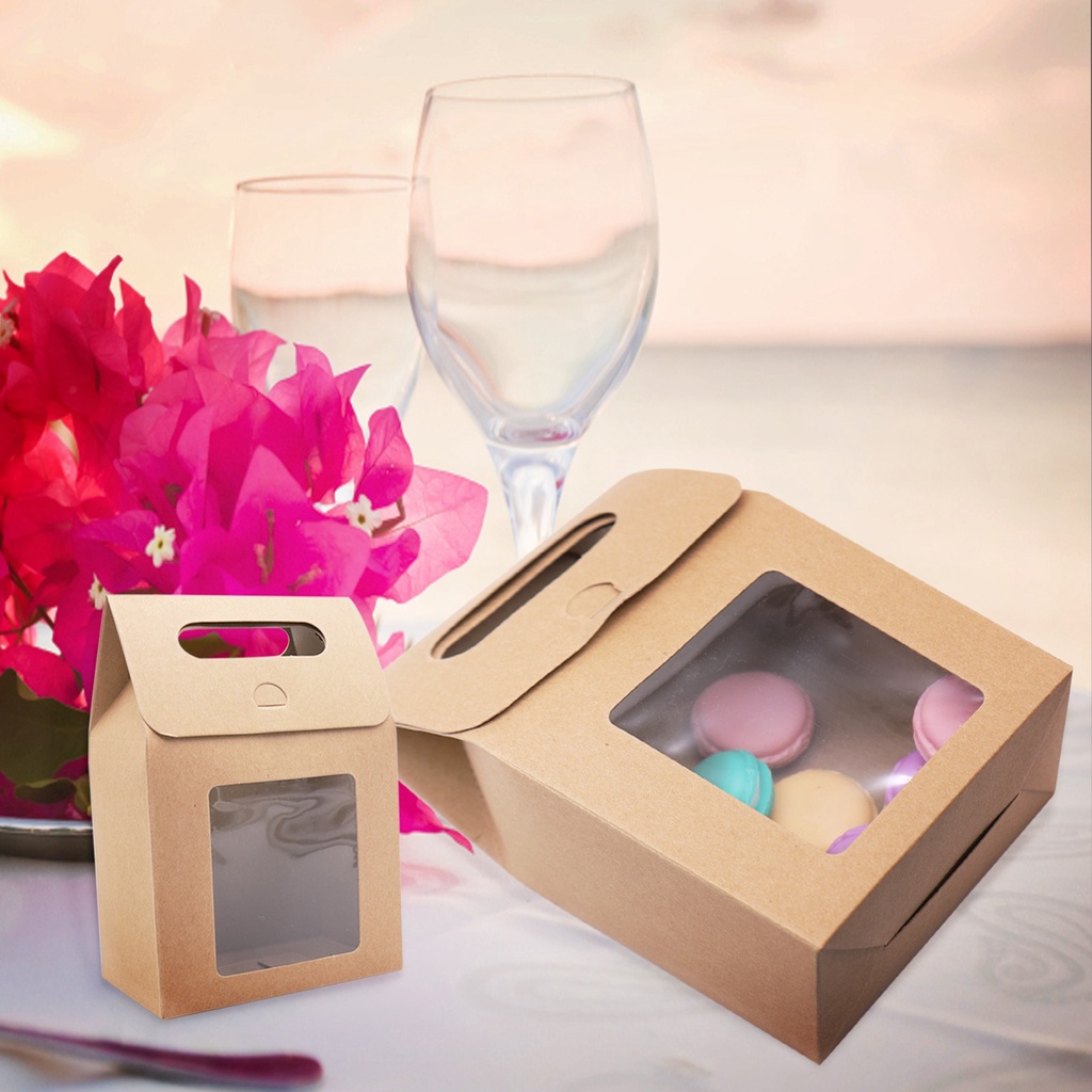 Hộp Giấy Kraft Pvc Mộc Mạc Đựng Quà Sinh Nhật/ Đám Cưới/ Kẹo / Sô Cô La/ Đồ Ăn Nhẹ/ Bánh