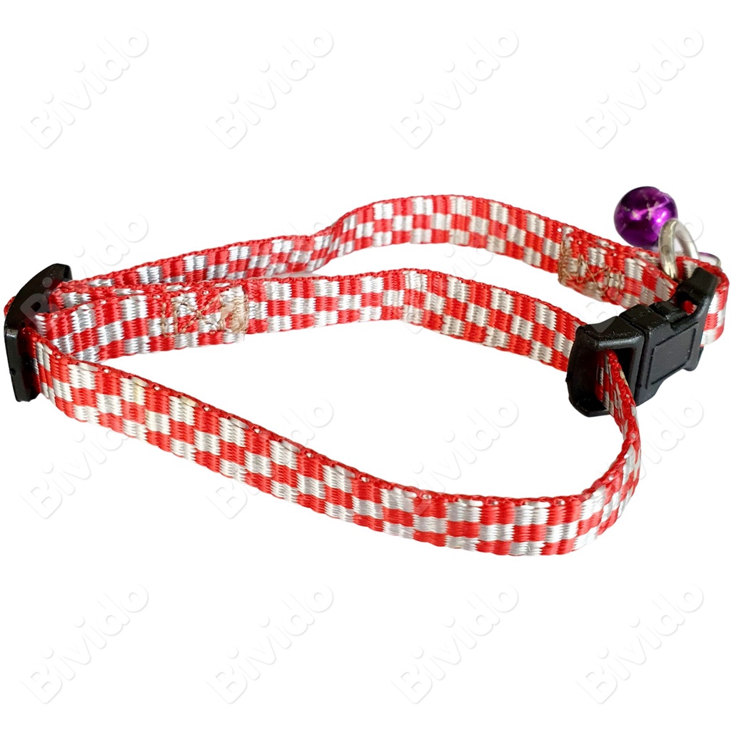 Vòng cổ chó mèo thú cưng sọc caro màu bản nhỏ 1cm &lt;5kg - Bivido