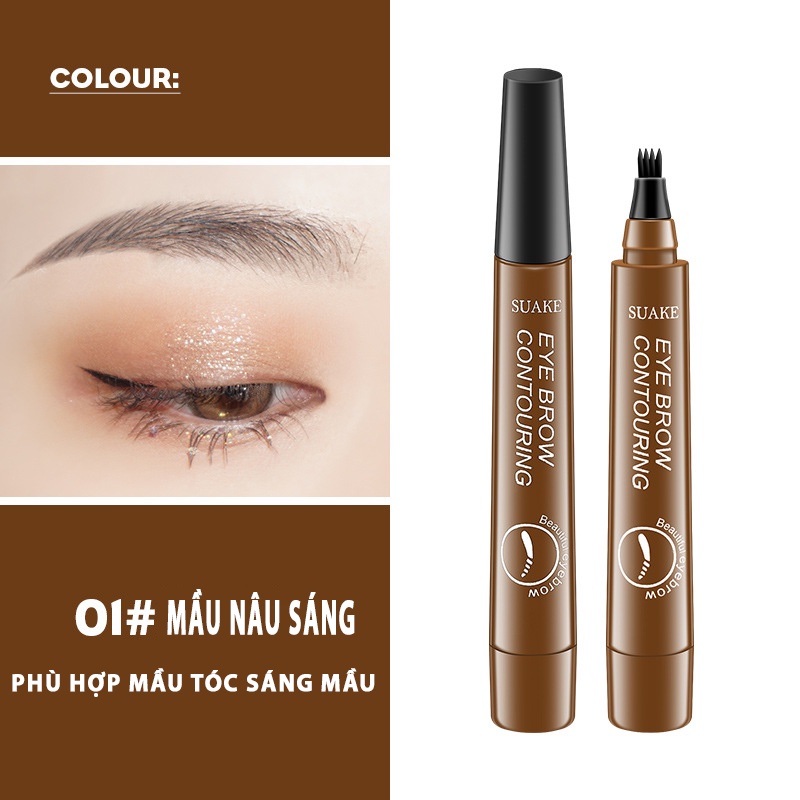 Bút kẻ lông mày phẩy sợi 4D bền màu chống thấm nước lâu trôi chì kẻ lông mày nâu đen không lem nội địa trung KM02