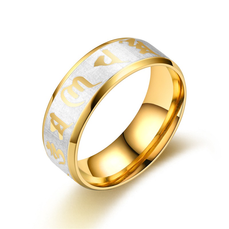 Nhẫn thép titan thời trang cho nam nữ - Trang sức phong cách phật giáo