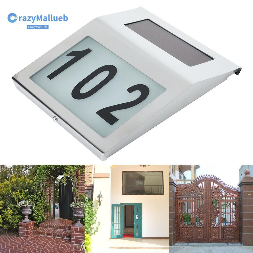 Crazymallueb❤Safety 2 LED Metal Outdoor Solar Light Home Doorplate Number Wall Lamp Backlight❤New
