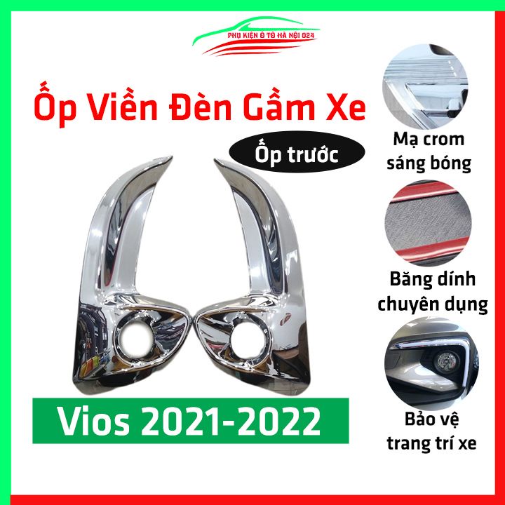 Ốp viền đèn gầm trước Vios 2021-2022 mạ Crom chống trầy trang trí làm đẹp xe