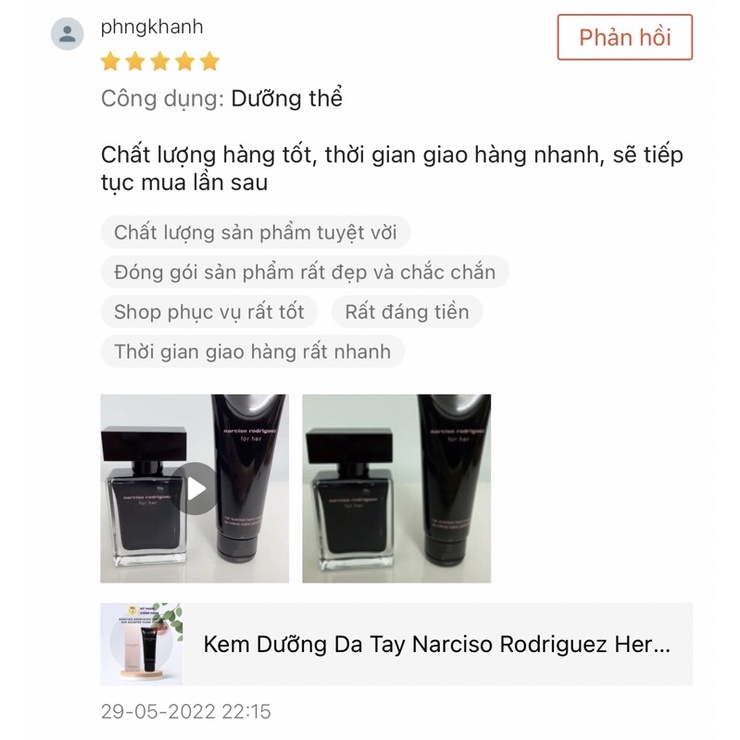 Kem Dưỡng Da Tay Narciso Rodriguez Her Scented Hand Cream 75ml