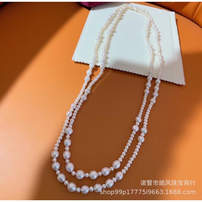 Chuỗi đeo ngọc trai nhân tạo cổ điển dài 180cm 3 tầng
