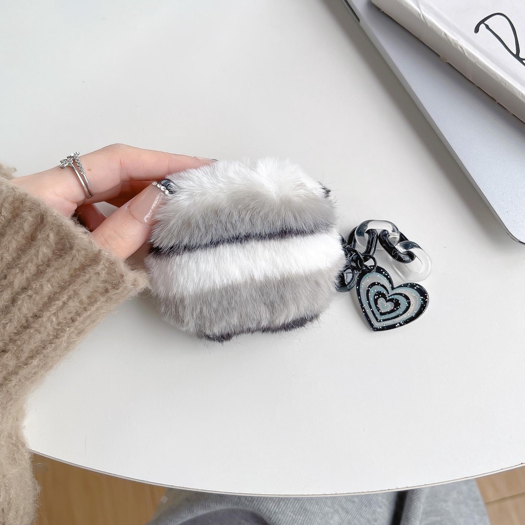 Vỏ Bảo Vệ Hộp Sạc Tai Nghe Bluetooth Không Dây AirPods 1 2 pro 3 2021 Bằng Tpu Mềm Chống Trượt Phối Lông Nhung Màu Trắng Đen Đơn Giản