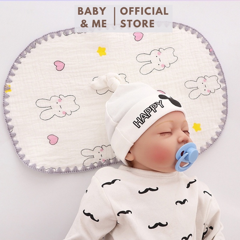 Gối xô sơ sinh cotton 10 lớp mềm mại, thoáng khí cho bé