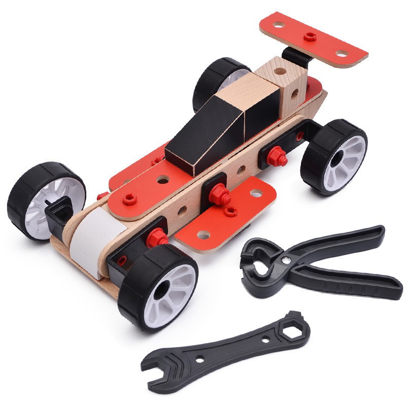 Bộ đồ chơi lắp ráp xe công thức, máy xúc, máy bay bằng gỗ