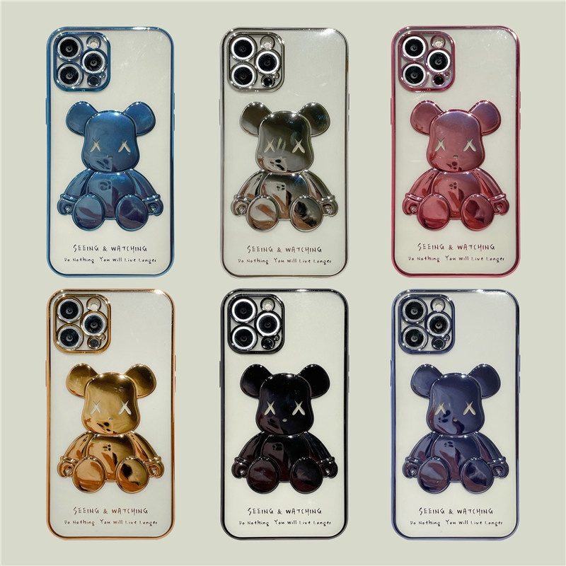 Ốp lưng iphone gấu KAWS bóng nổi 3D viền si chống bẩn cạnh vuông 7plus/8plus/x/xr/xs/11/12/13 pro/max/plus/promax