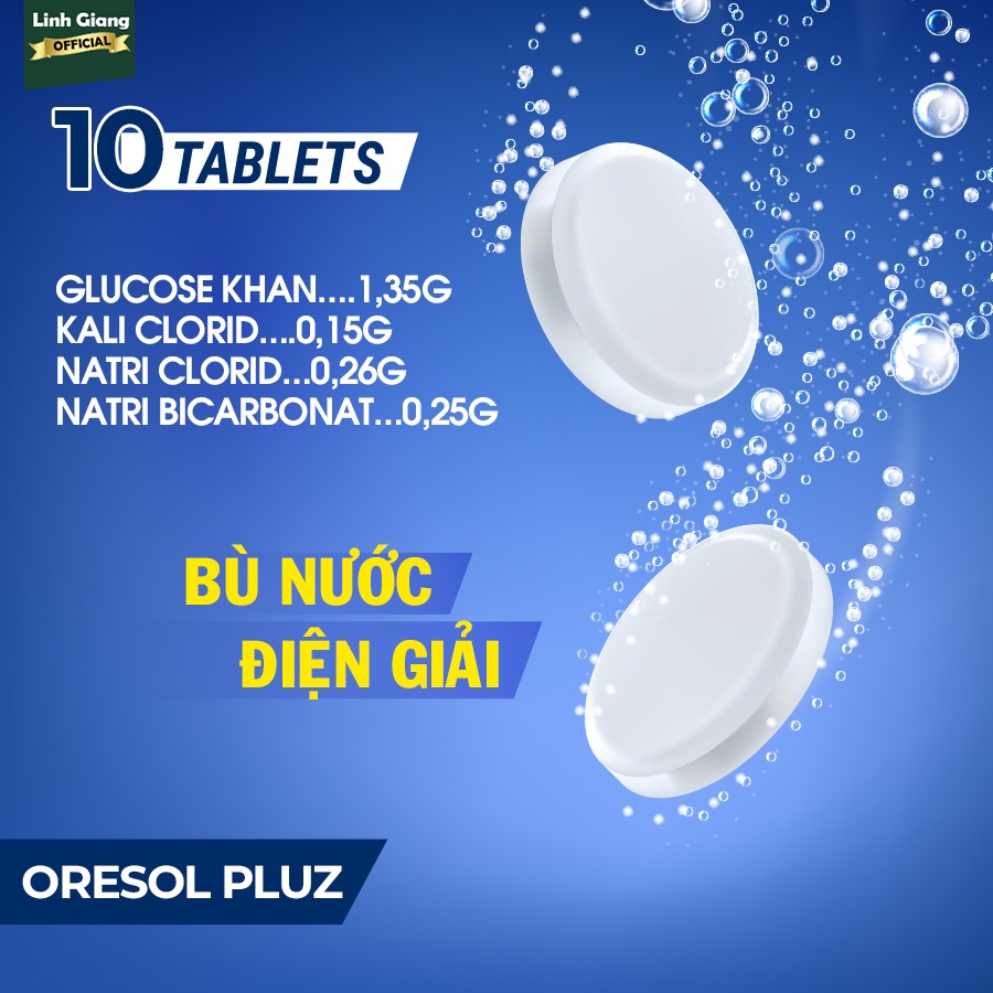 Viên sủi Oresol Pluz tăng cường sức đề kháng, giải khát, bù nước và điện giải (10 viên)