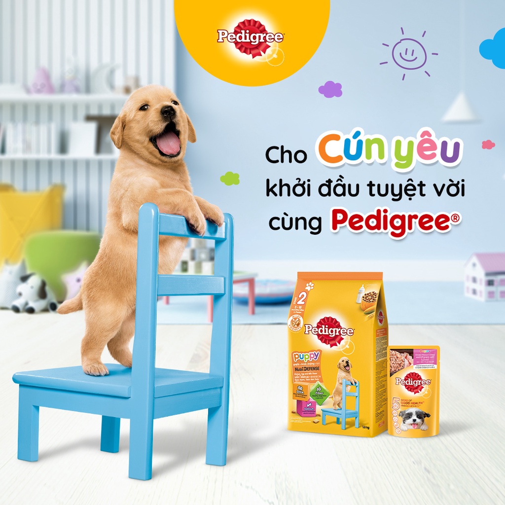 Thức ăn chó con Pedigree vị gà, sữa &amp; trứng túi 400g