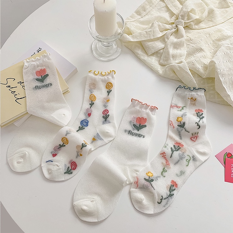 Hàng Mới Về Mới Đôi Tất Ren Lưới Thoáng Khí Phong Cách Nhật Bản Cho Nữ