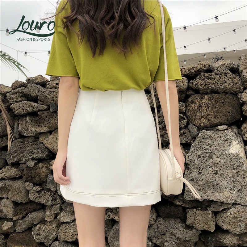 Váy công sở chữ A Louro L803, kiểu váy công sở dáng ngắn, vạt lệch phá cách | BigBuy360 - bigbuy360.vn