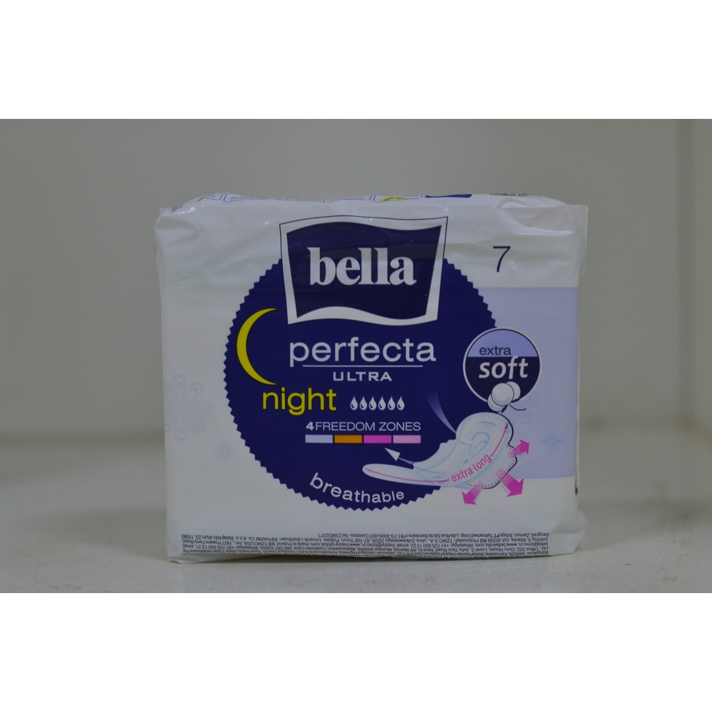 Băng vệ sinh ban đêm BELLA nhập khẩu Pháp 7 miếng có cánh, siêu mỏng, thấm hút nhanh, mềm mại