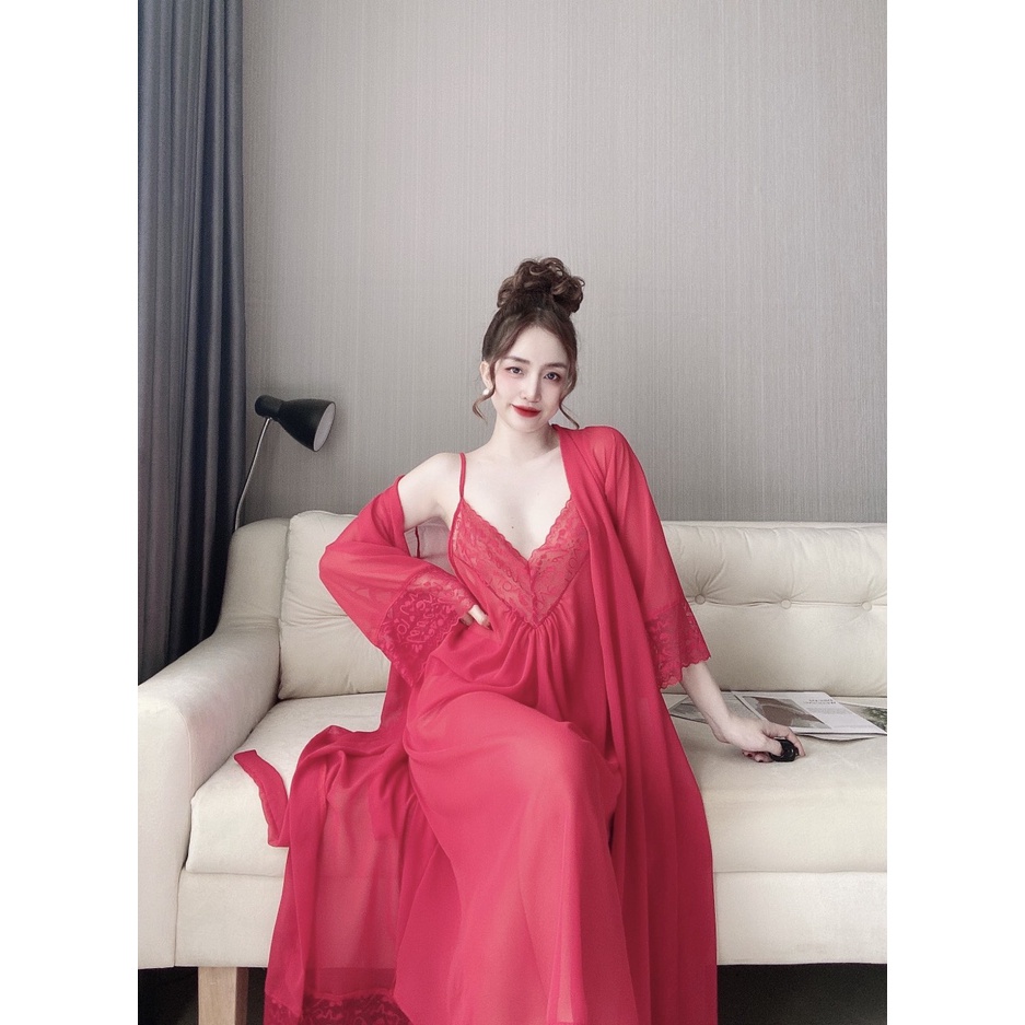 Combo áo choàng ngủ 3 món váy, áo choàng, quần chíp vải chiffon cao cấp - 𝑲𝒉𝒐 𝒔𝒊̉ 𝑺𝒂̀𝒊 𝑮𝒐̀𝒏 | BigBuy360 - bigbuy360.vn