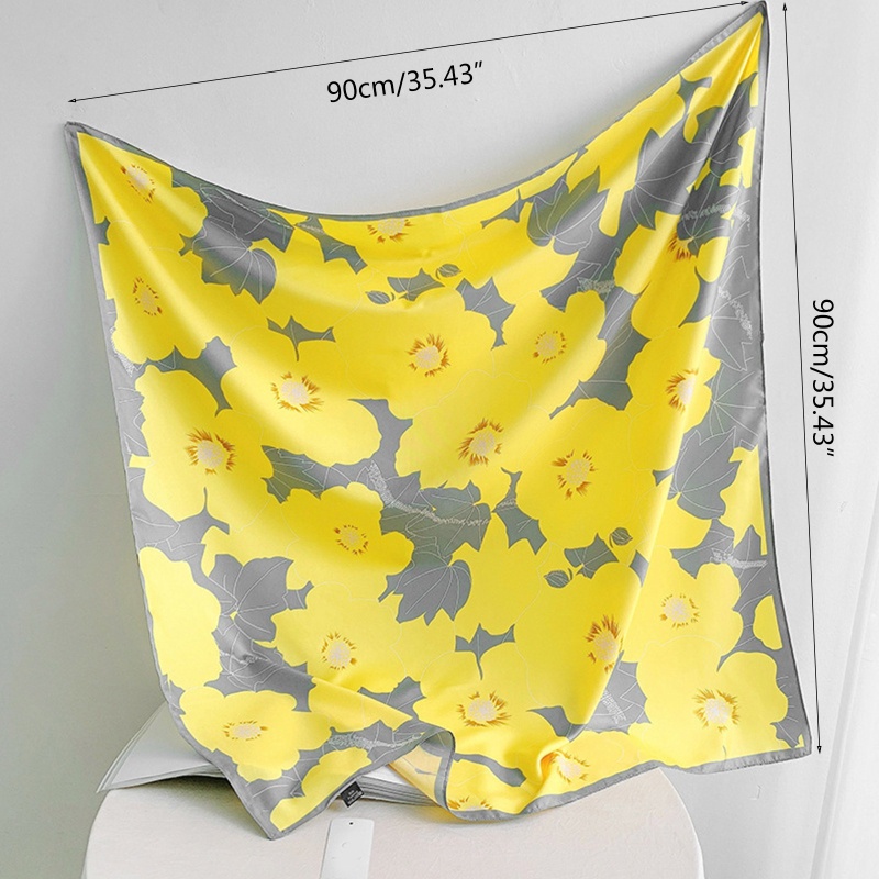 Khăn Choàng Lụa Satin 90x90cm In Họa Tiết Hoa Thời Trang Cho Nữ