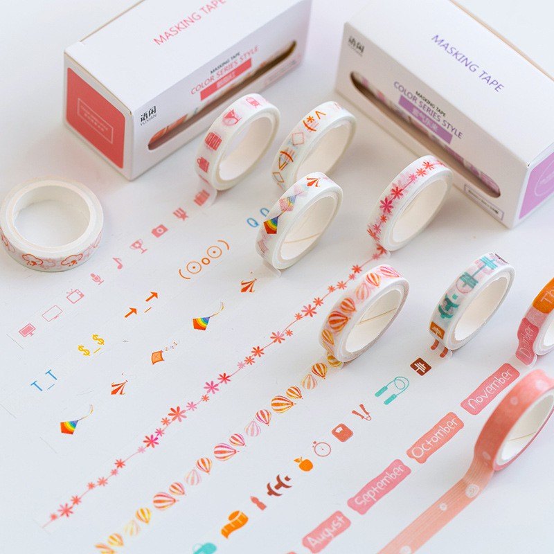 Set 10 cuộn washi tape trang trí scrapbook, sổ planner WST115