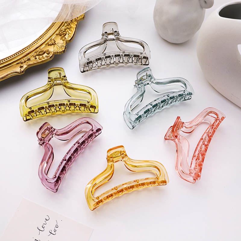 Kẹp tóc màu trơn trong suốt phong cách Hàn Quốc thiết kế thời trang cho nữ