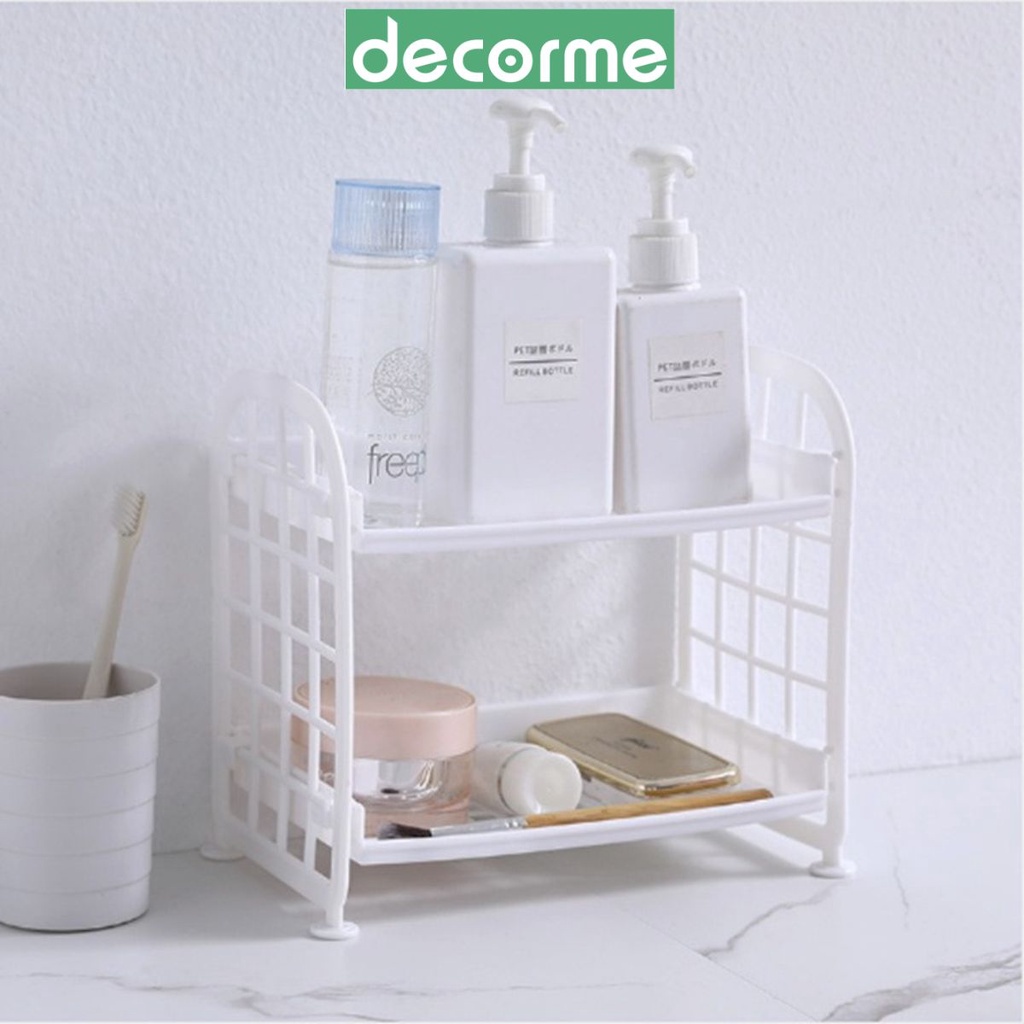 Kệ nhựa lắp ghép 2 tầng mini decor bàn học