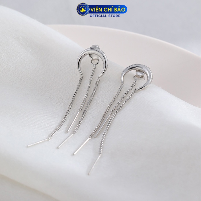 Bông tai bạc nữ họa tiết Mặt trăng chất liệu bạc 925 thời trang phụ kiện trang sức nữ Viễn Chí Bảo B000272