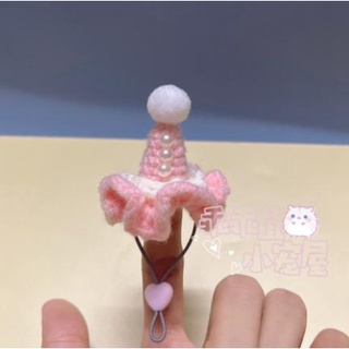 Nón len handmade sinh nhật hồng cho hamster, chuột, bọ ú...
