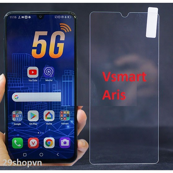 Kính cường lực Vsmart Aris (Chuẩn 9H Trong Suốt, Không Full)